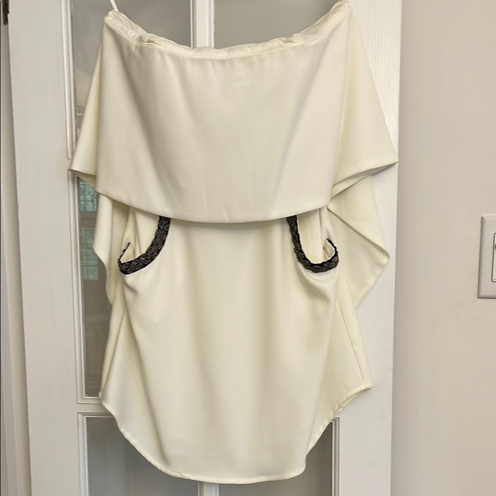 NBD Strapless Cream Dress with Black Accents